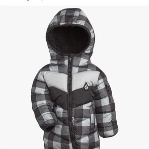 Volcom Checkered Puffer Jacket in Black and Gray
